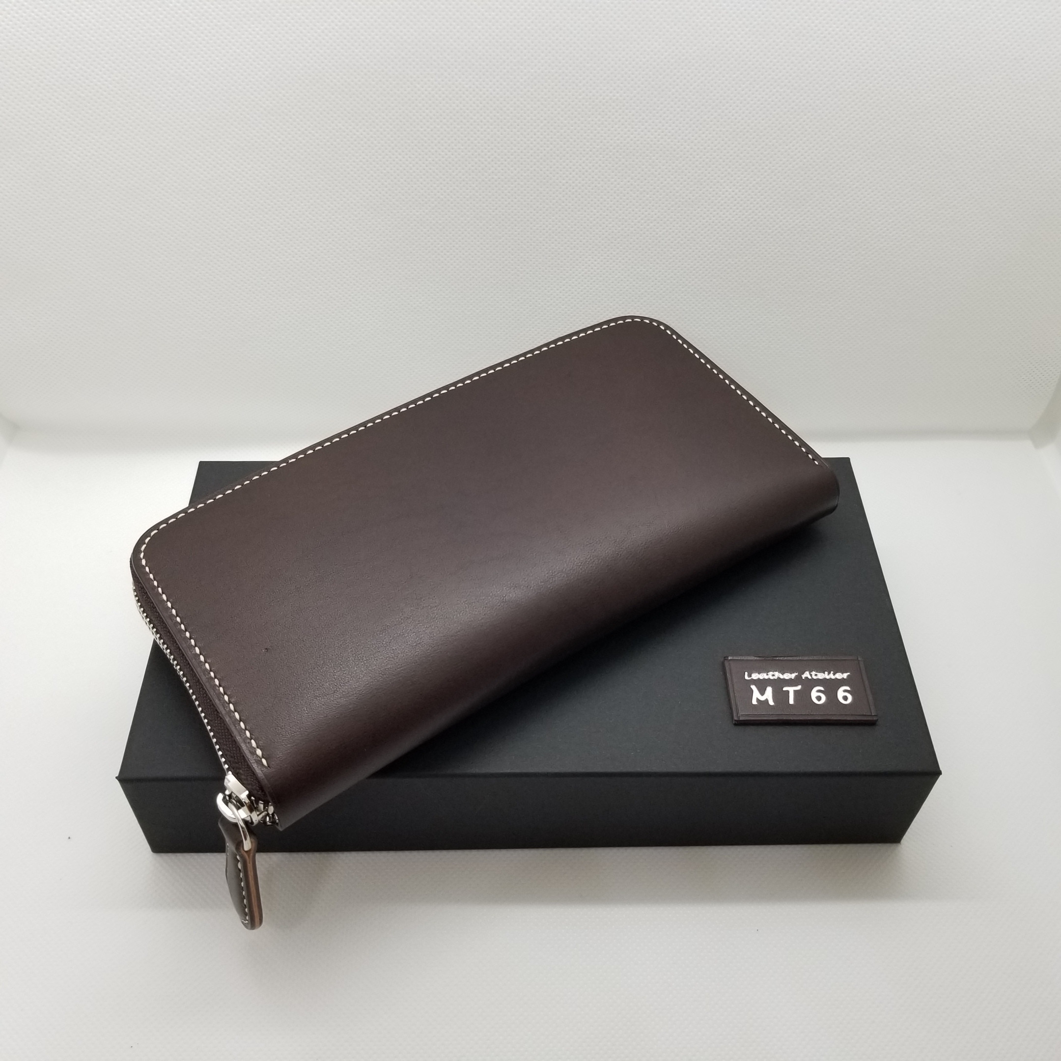 日本最級 ダークブラウン 刻印マネークリップ LOEWE レザー 茶色