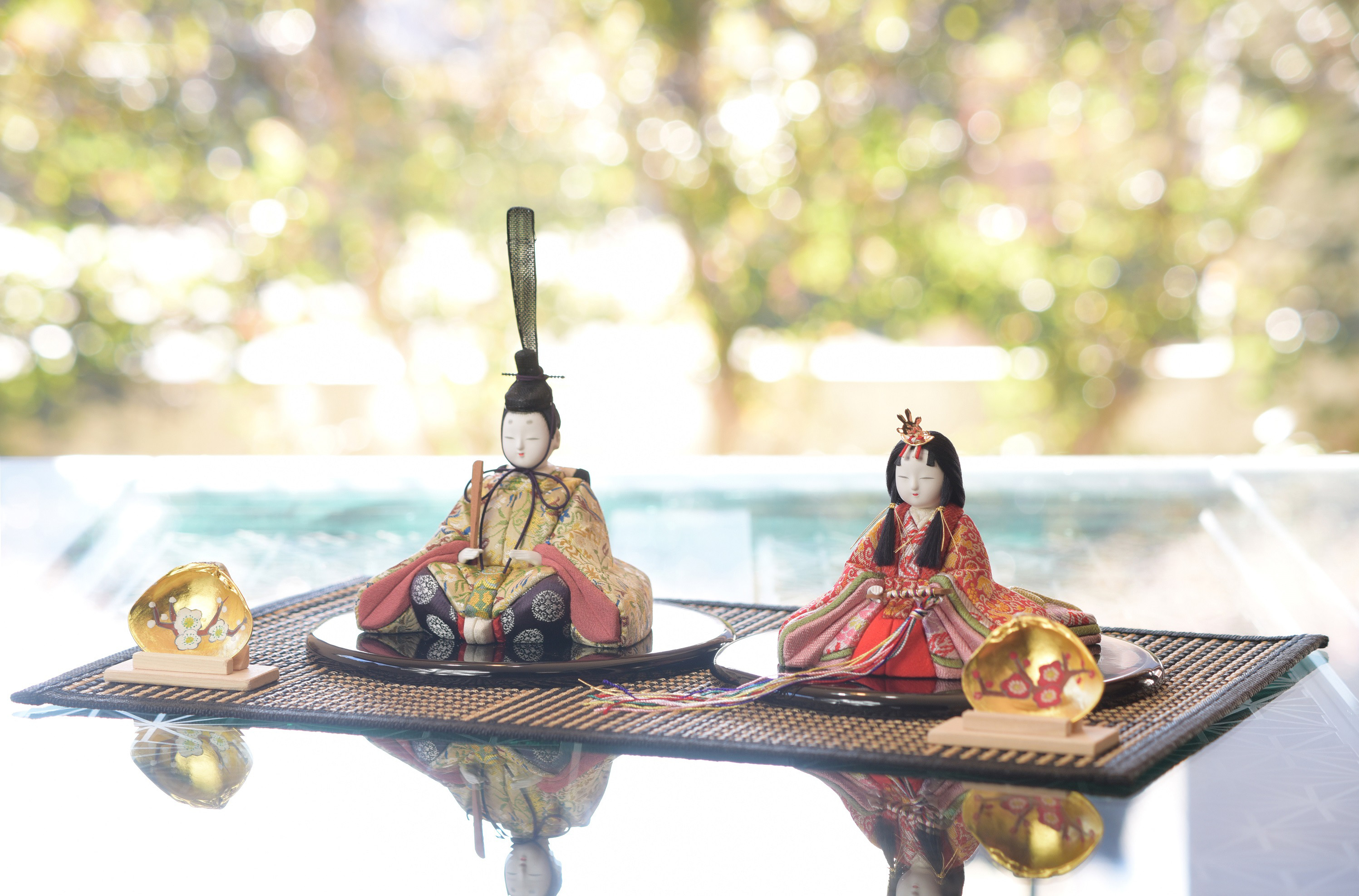 s349 大きな 貝合わせ 幅40cm 漆塗 飾り 雛人形付き