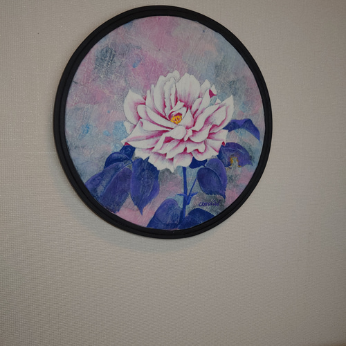 日本画 原画 薔薇（オリジナル揉紙に岩絵具で描いた日本画） 絵画 この