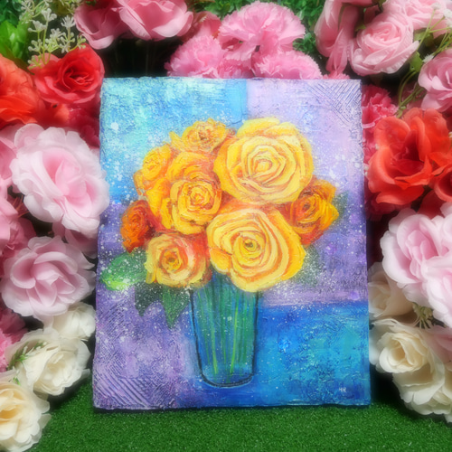 楽天市場】油彩画 F6号 千賀節子 「黄薔薇」 真筆 額入り 額装
