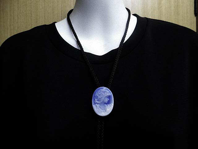 天然石 江戸打ち紐 カメオループタイ 　　230908969