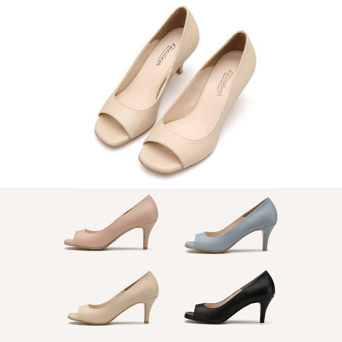 オープントゥレザーパンプス (neb)  本革パンプス オーダーシューズ 小さいサイズ 大きいサイズ