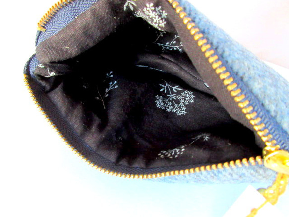 お花とねこ刺繍のウールポーチ＊ブルーグレーＡ 人気・おすすめ｜省スペース設計・旅行向けにおすすめ 公式 プライバシー配送 当日出荷対応商品