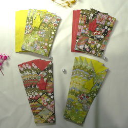 祝箸袋とポチ袋のセット（折り鶴　黄色と赤）　お正月にどうぞ 3枚目の画像