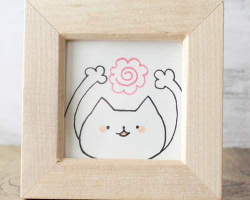 箱入り猫（娘)　油絵　オリジナル　手描き　原画 箱入り猫（娘)油絵オリジナル手描き原画