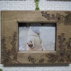 木彫りフレーム.イーゼル付き☆カラーラインシリーズ☆利休梅☆材質榀