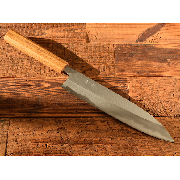 手造り鍛造 青二鋼 みがき 牛刀 210mm 包丁 樫八角柄 包丁・ナイフ