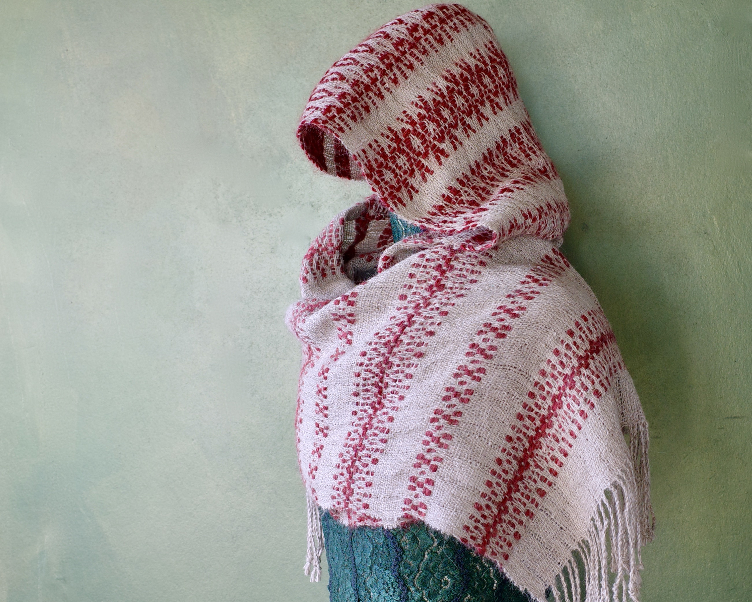 手織り マフラー フード付き Handwoven NSLL23161