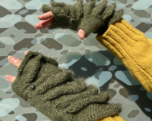 【新品未使用】wjk 3-tone hand warmer ハンドウォーマー アーマーハンドウォーマー(グリーン) 手袋・ミトン Hook
