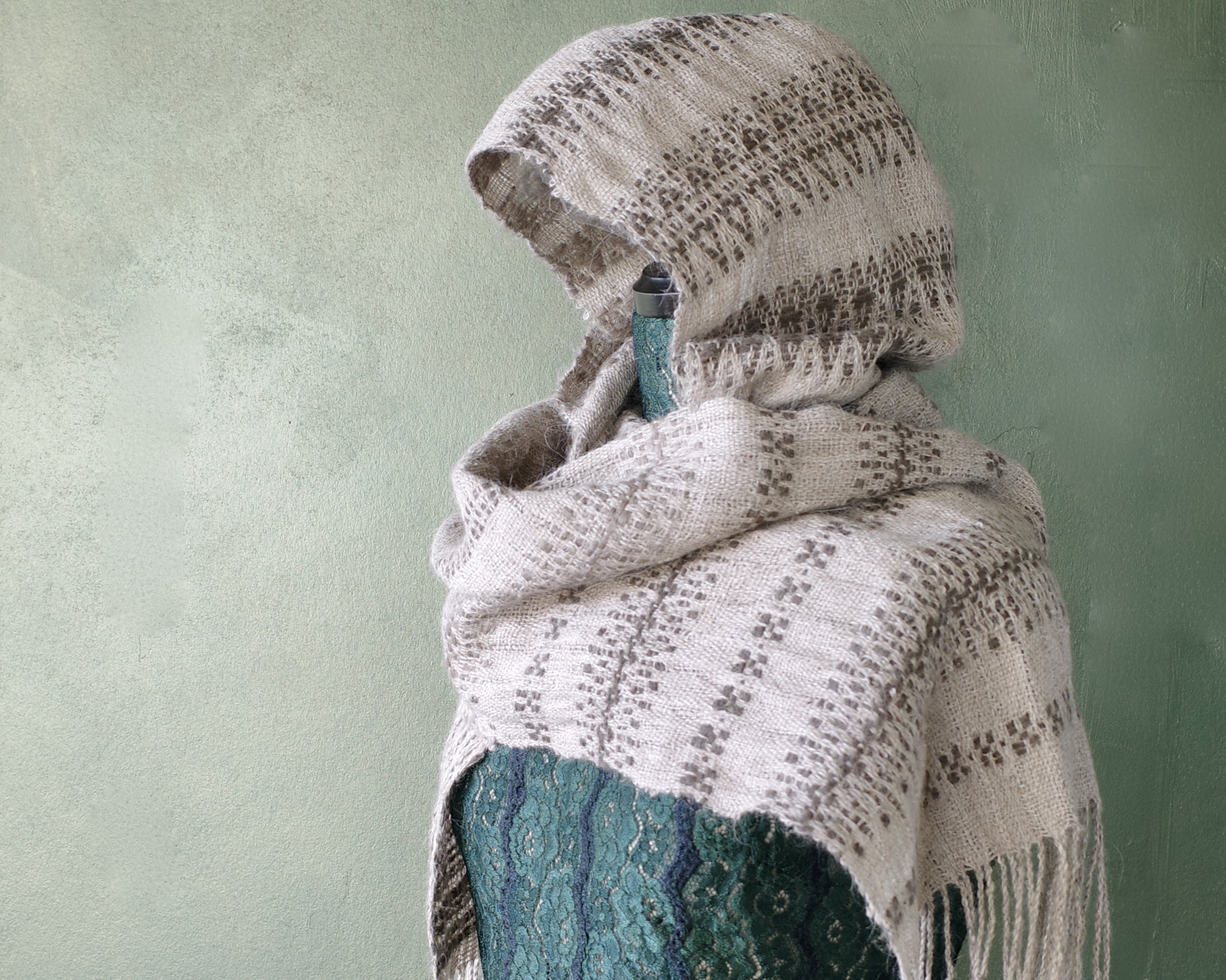 手織り マフラー フード付き Handwoven NSLL23162