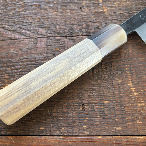 手造り鍛造 昔ながらの黒打ち 青二鋼 ペティナイフ 135mm 包丁 朴白