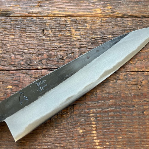 手造り鍛造 昔ながらの黒打ち 青二鋼 ペティナイフ 135mm 包丁 朴白