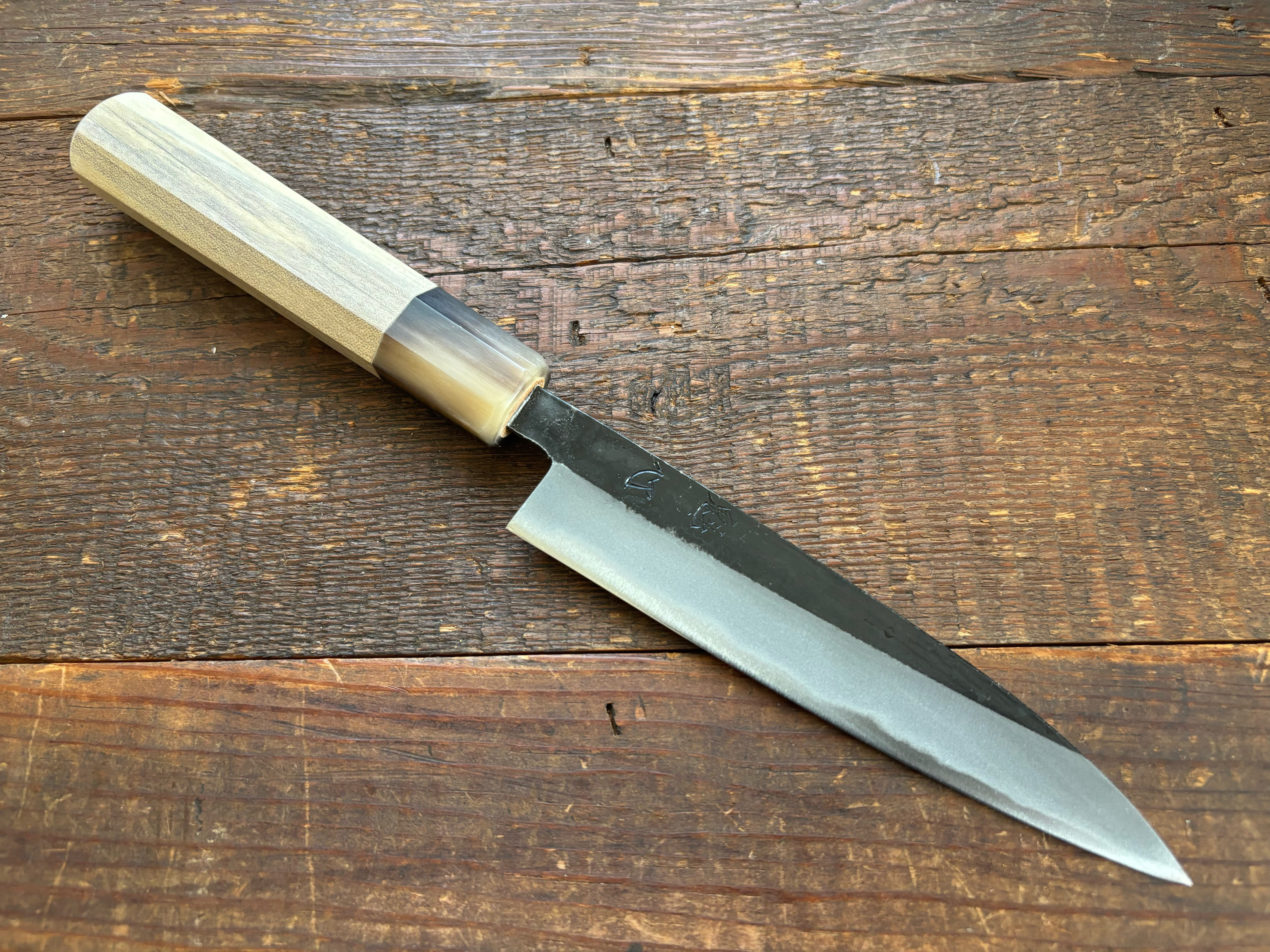 手造り鍛造 昔ながらの黒打ち 青二鋼 ペティナイフ 135mm 包丁