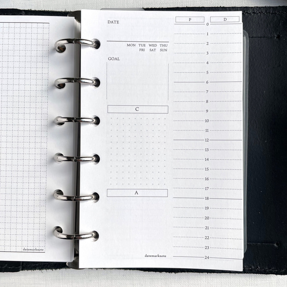 M6サイズ】デイリー PDCAバーチカル（片面） システム手帳リフィル