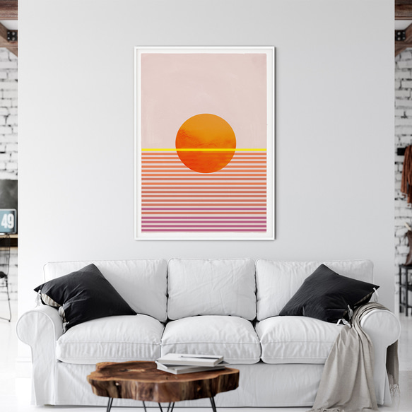 北欧ポスター　【  Sunset ピンクオレンジ 】 アートポスターをインテリアに ジャパンディ 2枚目の画像