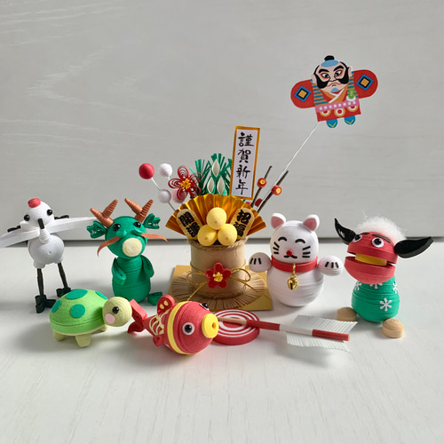 専用　ペーパークイリング　お正月飾りフレーム①② 1_74cb11f6d07a40cd70aa36aa245b