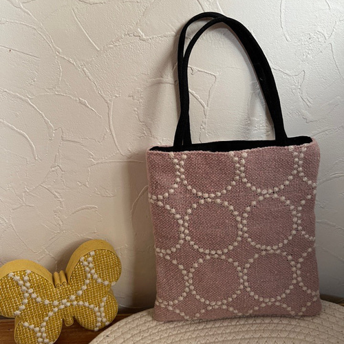 ミナペルホネン最新タンバリンbordeaux両面でトートバッグハンドメイド ミナペルホネン最新タンバリンbordeaux両面でトートバッグハンドメイド