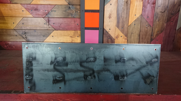 マットグレーでアイアンな角鉄＆丸棒鉄脚♪ 25×400×650mm 格子型 2脚ver. ダイニングテーブル 塗装色変更 9枚目の画像
