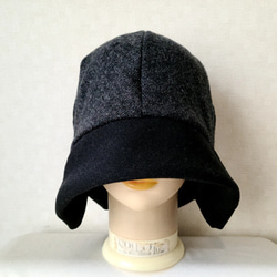 魅せる帽子☆ふんわり軽い♪あったかウール100%ニットのクロッシュ～チャコールグレー&ブラック 4枚目の画像