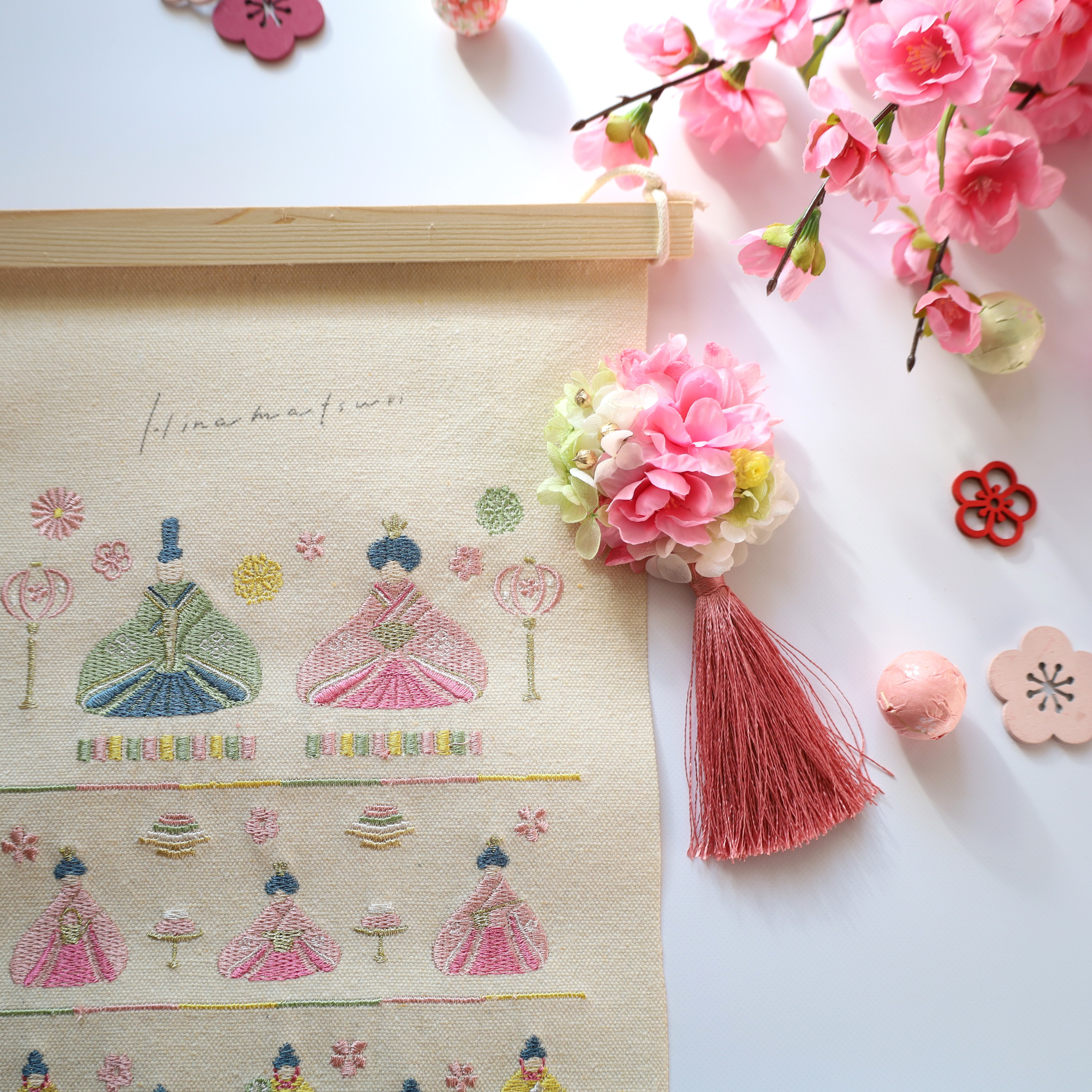 【早割】ひなまつりタペストリー❁春色❁No.75　タペストリー　ひな祭り　お雛さま　ひな壇飾り　雛飾り　桃の節句