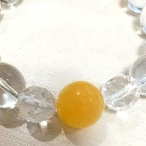 ☆天然石ブレスレット☆水晶×アラゴナイトⅹカット水晶 内径15.0㎝±5