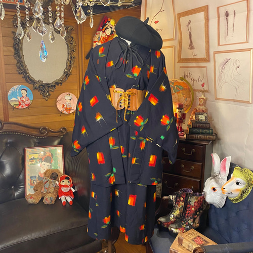 アンサンブル 着物 ワンピース ドレス ハンドメイド リメイク