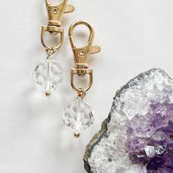 水晶チャーム バッキーボール 天然石ストラップ お守り オーロラ