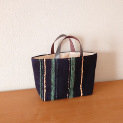『TATAMI totebag Msize 』畳織り鞄 手織り マチが広くたっぷり入る サブバッグにも♪ 1枚目の画像