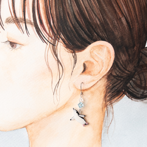 ヒゲペンギン＊ピアス/イヤリング ピアス（フック・チェーン） ねぎ