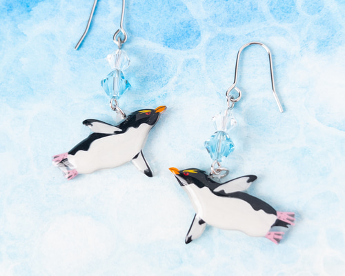 ハンドメイドイヤリング ペンギンさんの冷え冷えアフターヌーン