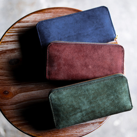 送料無料 AURAMU ラウンド 長財布 イタリアンスクラッチ・オイルレザー PIERO ロングウォレット ウォルナット MARGOT AURAMU 長財布 日本製 プレゼント 本革 財布