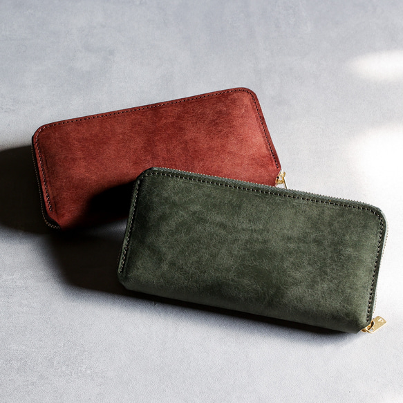 送料無料 AURAMU ラウンド 長財布 イタリアンスクラッチ・オイルレザー PIERO ロングウォレット ウォルナット MARGOT AURAMU 長財布 日本製 プレゼント 本革 財布