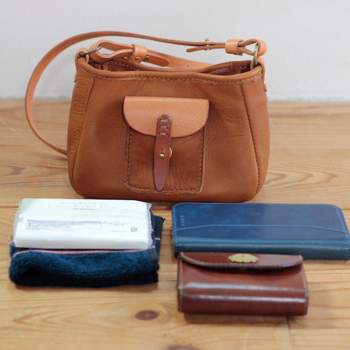 即日発送可能 ディアスキンミニポーチ / キャメル サンプル製作品