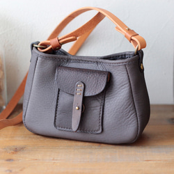 即日発送可能 ディアスキンミニポーチ / グレー ショルダーバッグ