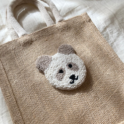 どうぶつ　ジュートバッグ　ランチバッグ　軽量　かわいい　北欧　動物　犬　パンダ　うさぎ　パンチニードル　刺繍　麻　ギフト 10枚目の画像