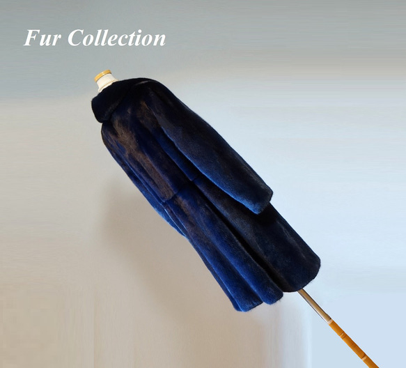 シンプルリッチなミンクコート　紺　新品リアルファーコート　本物毛皮コート　天然の暖かさ　柔らかな肌触り　品のある佇まい　 7枚目の画像