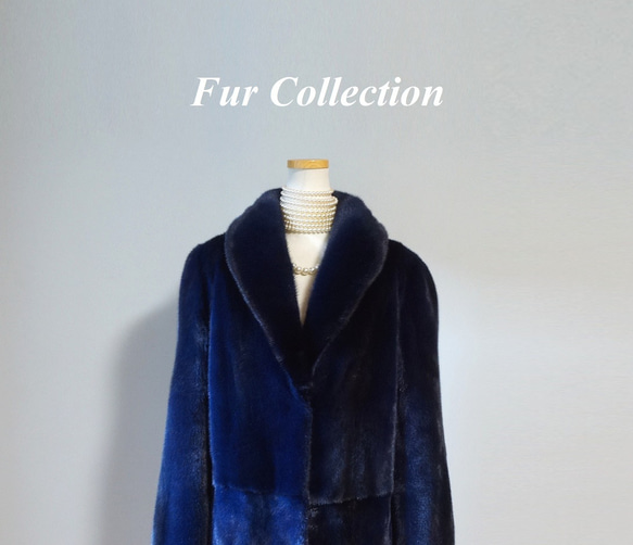シンプルリッチなミンクコート　紺　新品リアルファーコート　本物毛皮コート　天然の暖かさ　柔らかな肌触り　品のある佇まい　 8枚目の画像