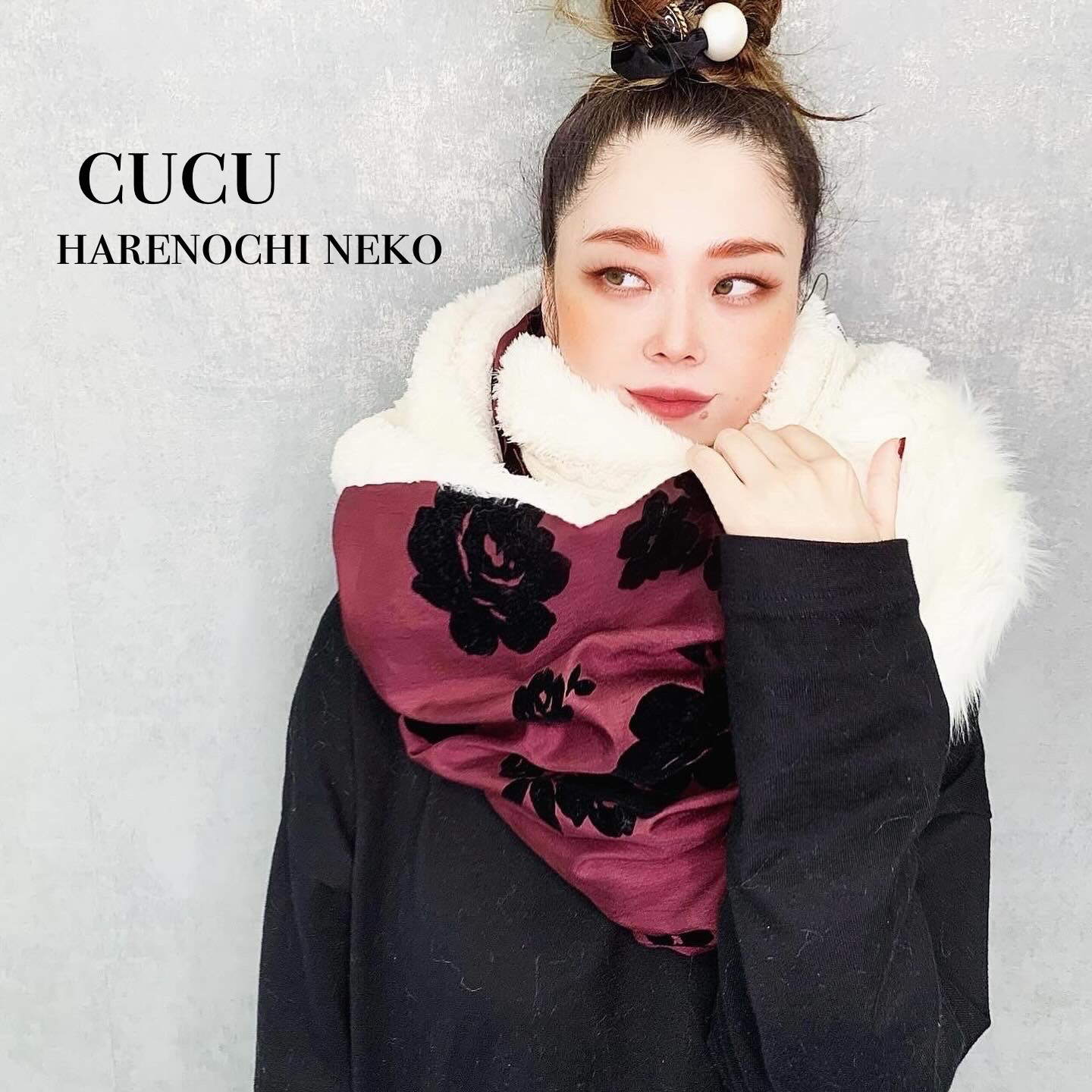 ■10日内発送■ 【再販】特別価格! あったかとろみニットとベルベットローズのスヌード。ファー ボア冬