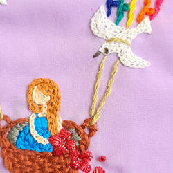 手刺繍☆虹の気球スモック110cm 3枚目の画像