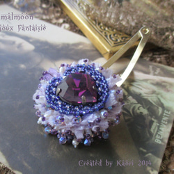 *♥Lilas ライラックの精霊 *Vintage Swarovski Stone Heart Hair Clip*♥* 2枚目の画像