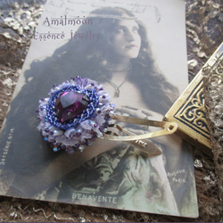 *♥Lilas ライラックの精霊 *Vintage Swarovski Stone Heart Hair Clip*♥* 5枚目の画像