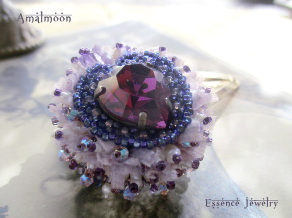 *♥Lilas ライラックの精霊 *Vintage Swarovski Stone Heart Hair Clip*♥* 4枚目の画像