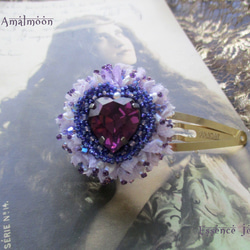 *♥Lilas ライラックの精霊 *Vintage Swarovski Stone Heart Hair Clip*♥* 3枚目の画像