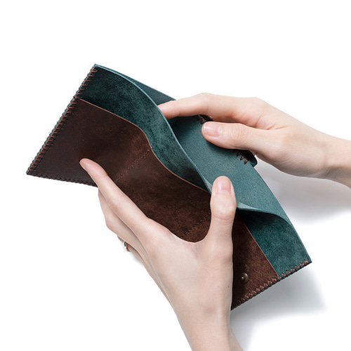 ☆ラッピング無料☆ 色鮮やかなプエブロレザー 三つ折り財布 [ブルー