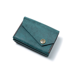 春の訪れ気分も新しく。　三つ折り財布 [ブルー] / Mini Wallet [BLUE] 雑貨　ギフト　レザー 2枚目の画像