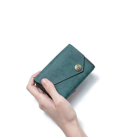 ☆ラッピング無料☆ 色鮮やかなプエブロレザー 三つ折り財布 [ブルー