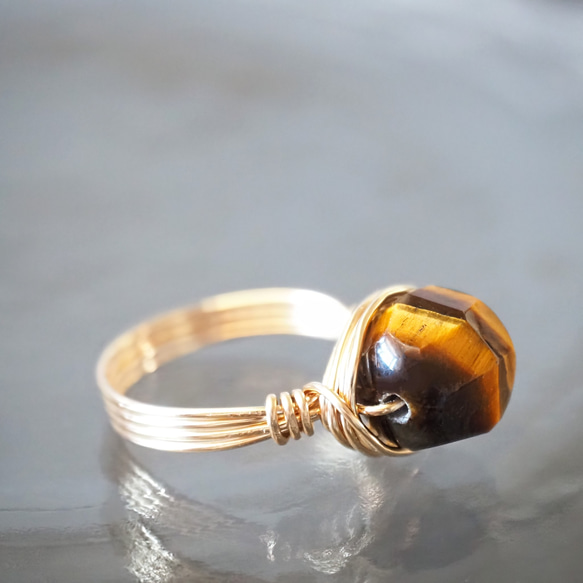 《イエロータイガーアイのワイヤーリング》 6枚目の画像
