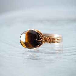 《イエロータイガーアイのワイヤーリング》 5枚目の画像