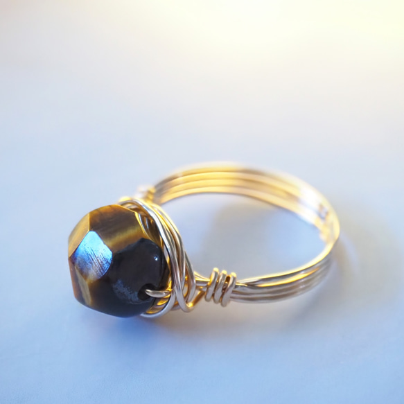 《イエロータイガーアイのワイヤーリング》 7枚目の画像