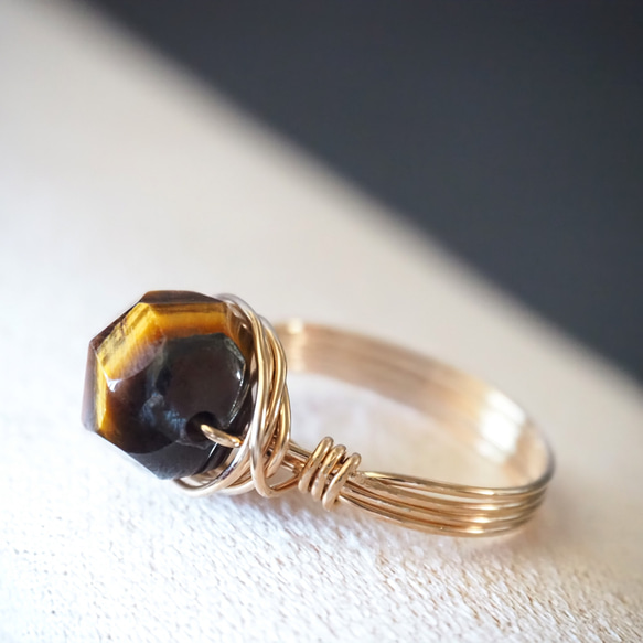 《イエロータイガーアイのワイヤーリング》 9枚目の画像